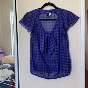 Purple flannel, polyester top